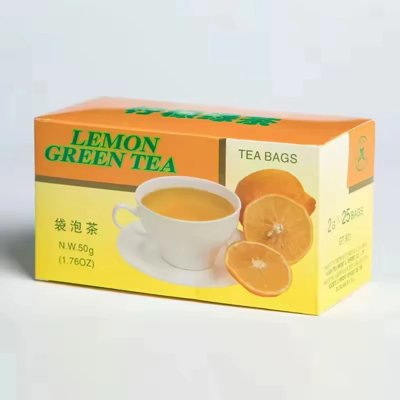 FC55 GT901 Source Manufacturers Promotion Price Gift 50g Boxed Lemon Green Tea Teabag