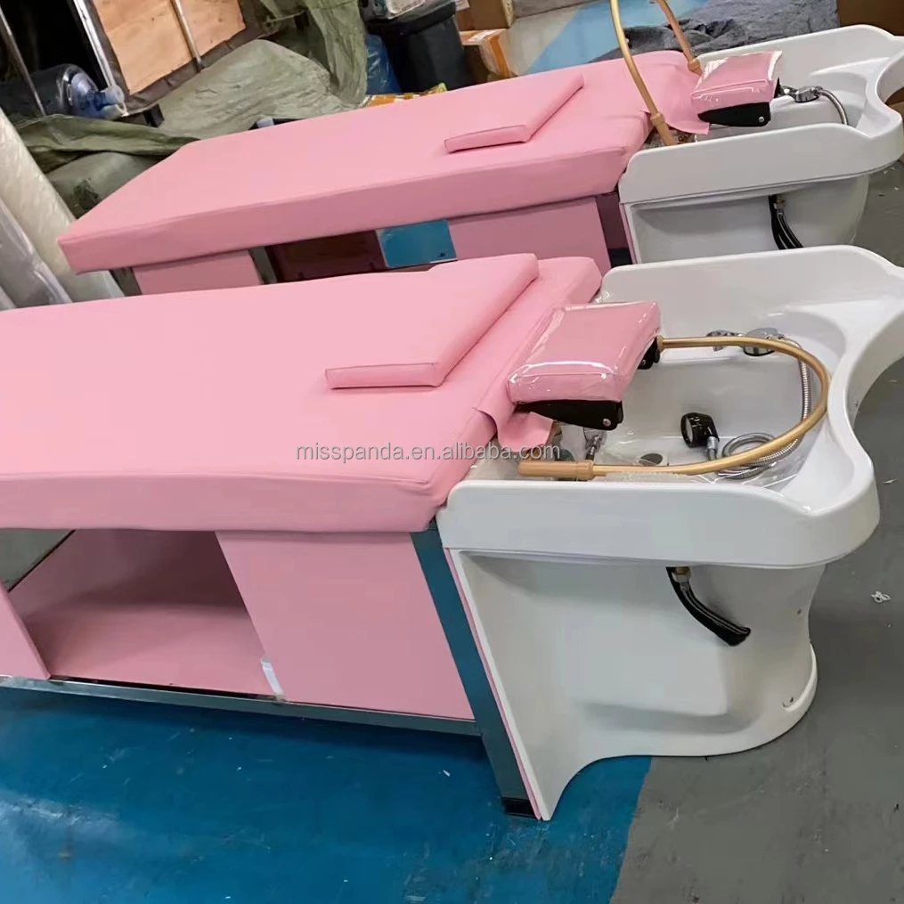 Factory Directly shampoo chair auto folding beauty salon shampoo beds with black ceramic shampoo bowl backwash unit