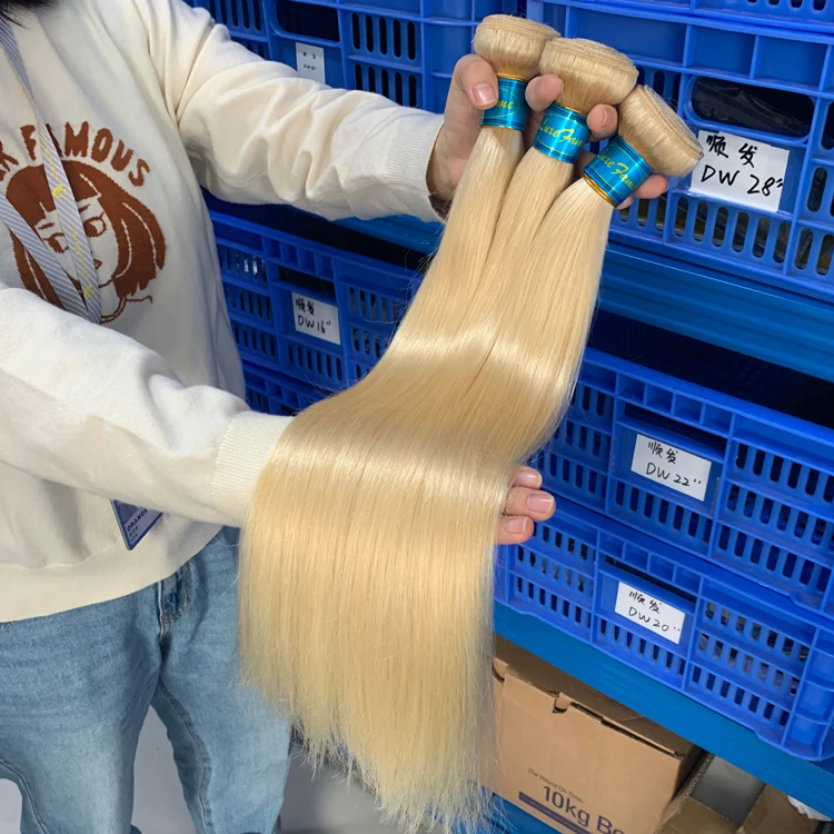 Luxefame Оптовая Продажа 1B 613 медовый блонд кутикулы выровненные натуральные волосы русский человеческие пучок прямые