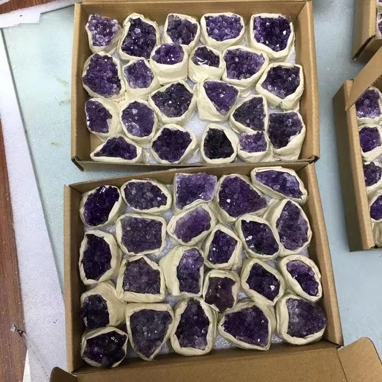 Sample discount  on sale 20*14cm high quality natural amethyst cluster that Customized crystal quartz block with box