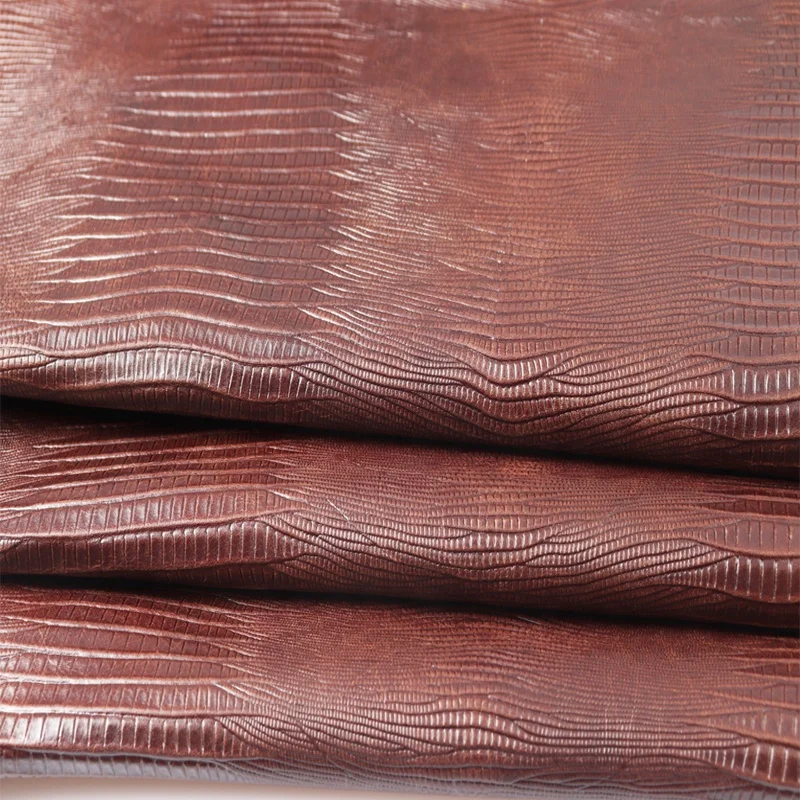 cow leather in lizard pattern for handbag and handicraft in genuine leather
