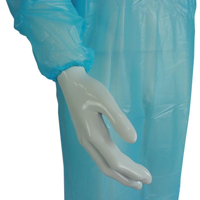 manufacturer price cpe plastic film level 2 coverall medical isolation gown with elastic cuff