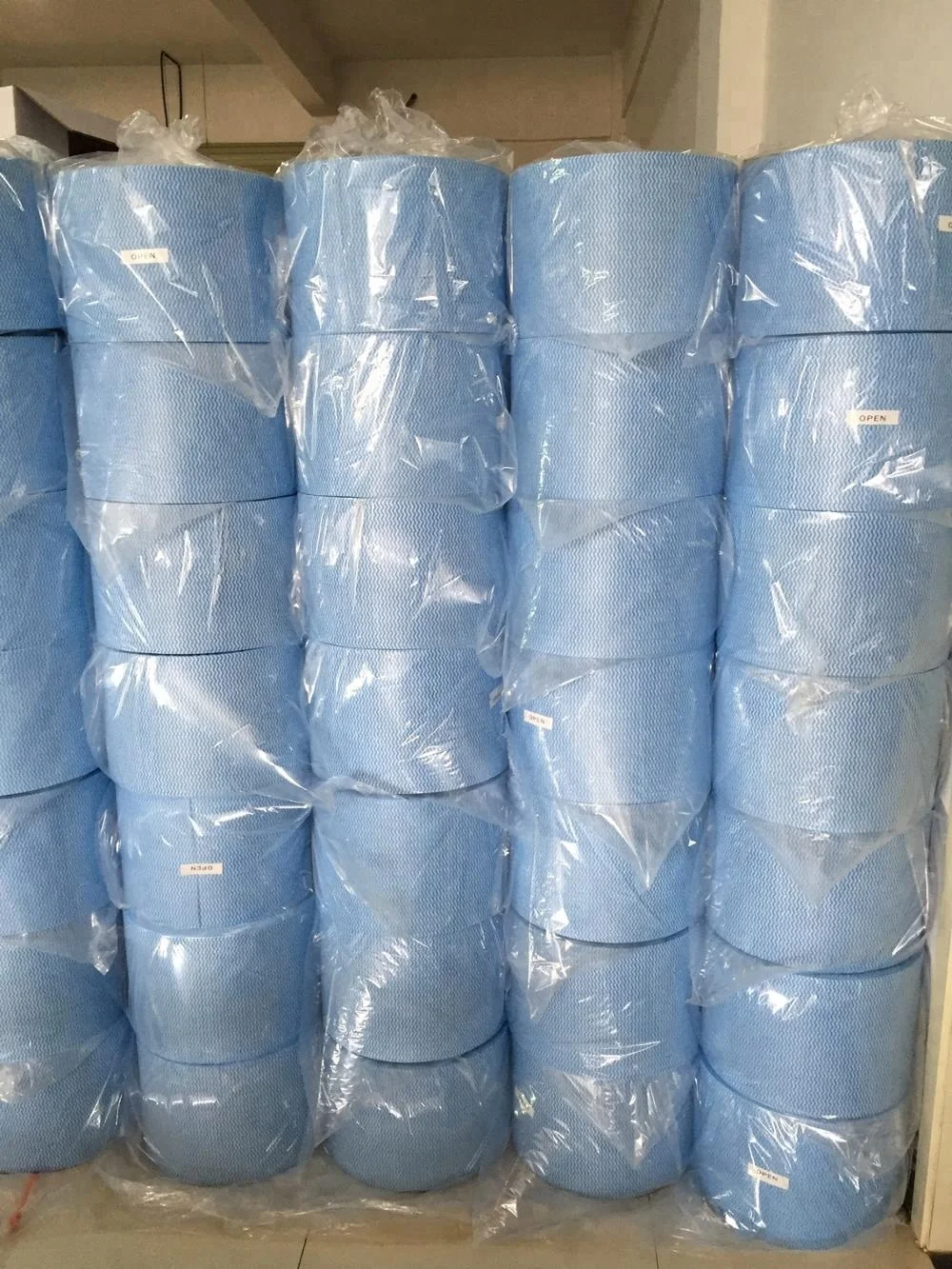 Blue White General Cleaning Wiper Roll , Lint Free Nonwoven Industrial Paper Wiper Roll,SMT Wiper Roll