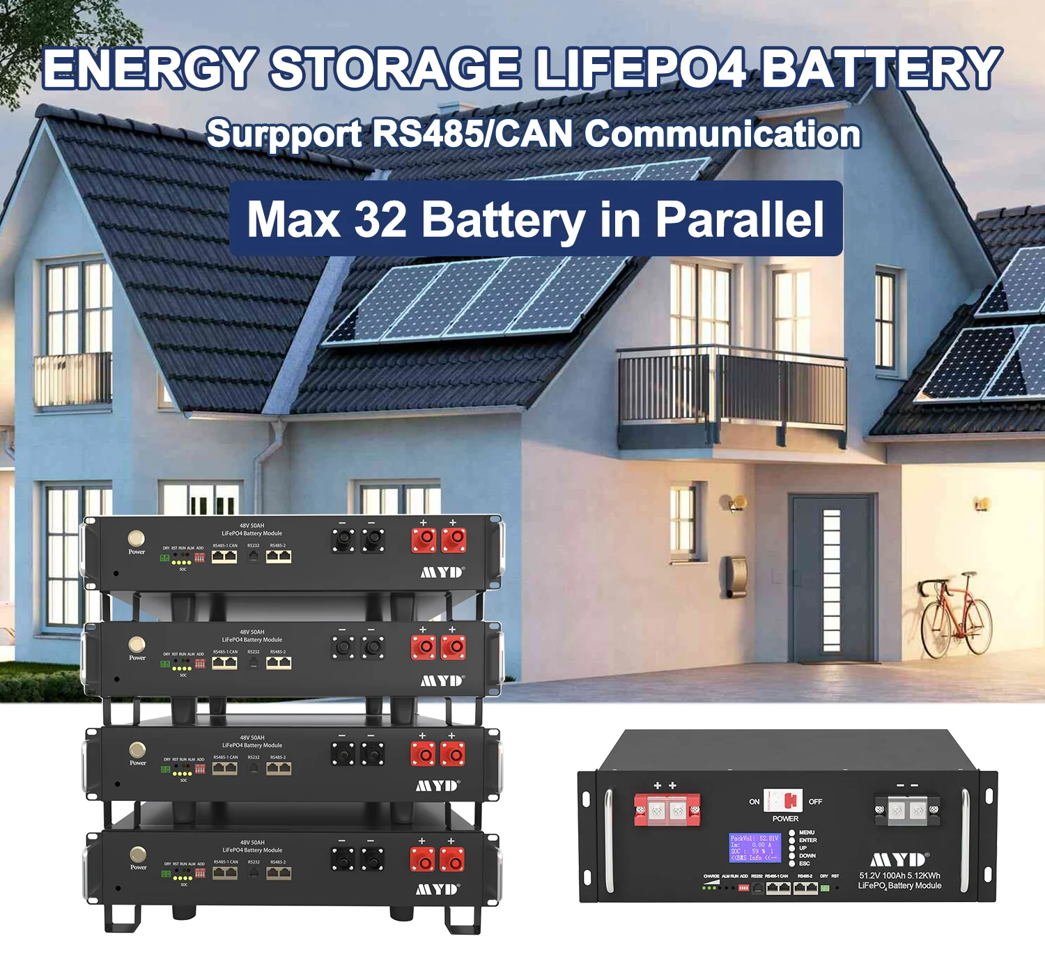 48 Volt Phosphate Deep Cycle Lipo Lifepo4 48V 100AH (5kwh) Lithium ion Li ion Telecom Battery Pack for Solar System