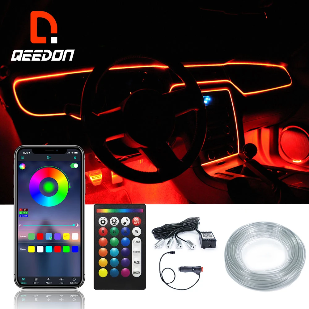 Qeedon Прямая поставка автомобильный внутренний свет неоновая лампа APP и дистанционное управление атмосфера ns атмосфера окружающий свет автомобиль