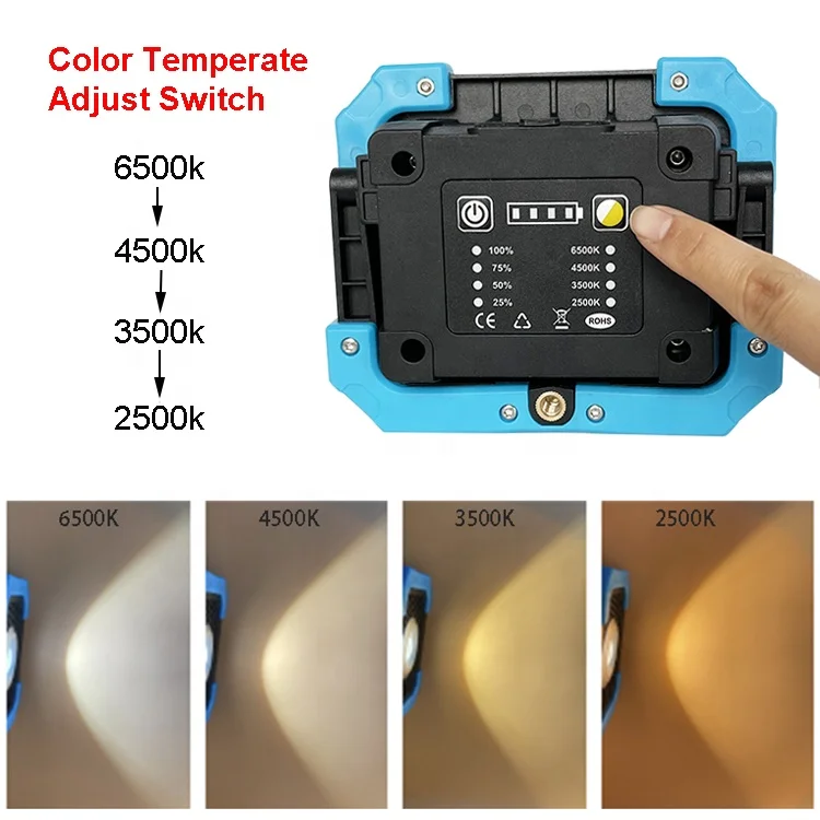Updated 10 w CRI 95  4 CCTs LED Handheld Small Garage Detailing Shop Light Tripod Mounted COB Work Light With Magnetic Stand