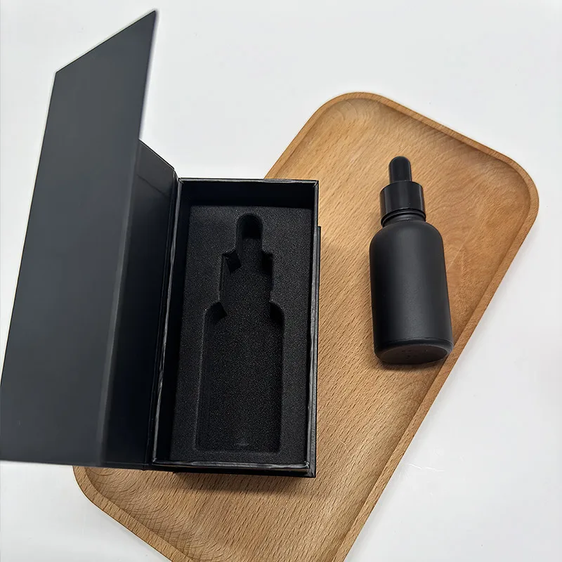 Luxury skincare packaging 5ml 10ml 15ml 20ml 30ml 50ml 100ml amber black essential oil glass dropper bottle with box