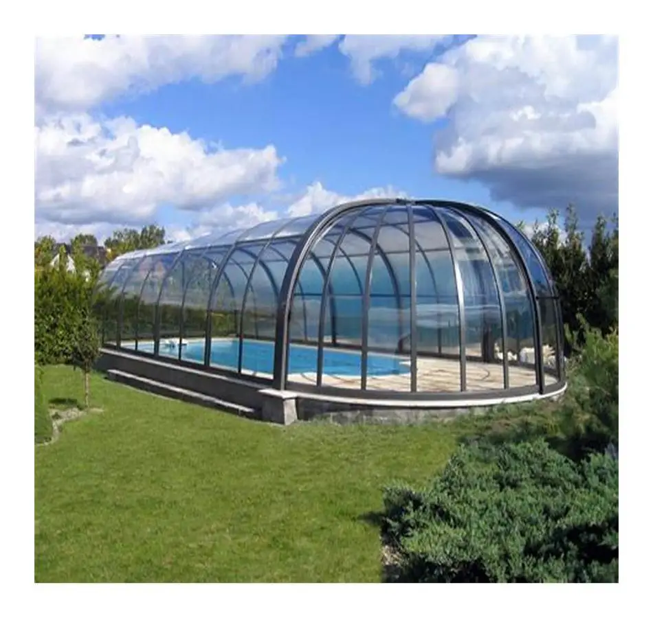 Factory Supplying Enclosure Pool Cost Retractable Swimming Pool Temporary  Glass Pool Enclosure