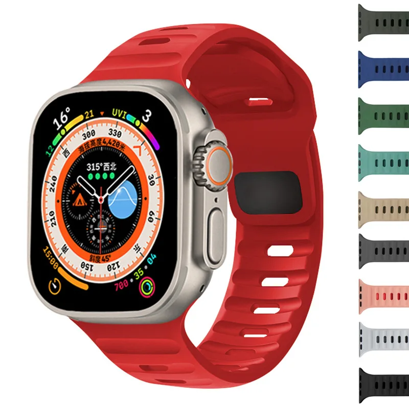 Спортивный силиконовый ремешок для Apple Watch 45 мм 41 44 40 38 42 49