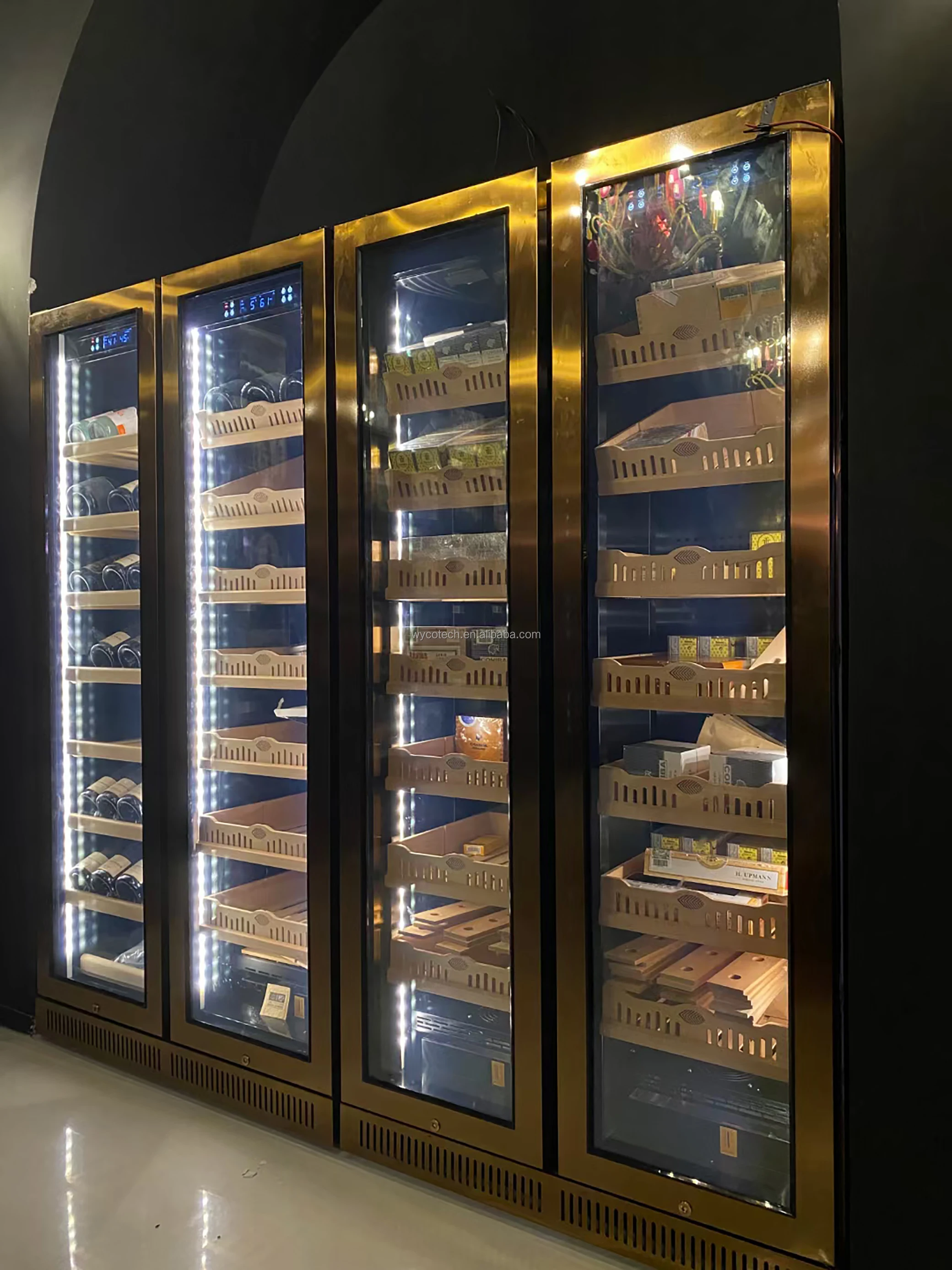 Real Constant Humidity and Temperature Customized Spain Cedar Wood Cigar Humidor Machine Modern Electric Humidor Cigars Cabinets