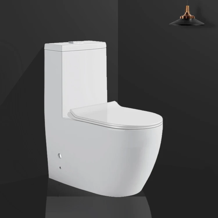 China manufacturer sanitaryware bathroom p-trap rimless flush water closet back to wall commode one piece ceramic toilet
