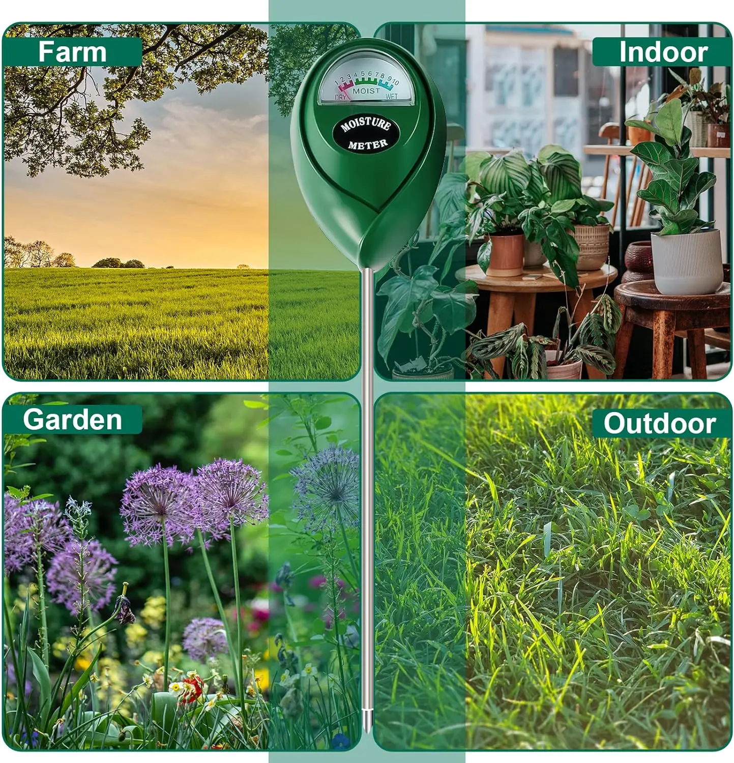 Moisture Meter Water Monitor Soil Hygrometer Sensor Care, Lawn, Farm, Indoor & Outdoor.
