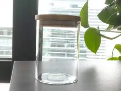 Promotional kitchen storage bottles & jars bamboo glass storage jar airtight