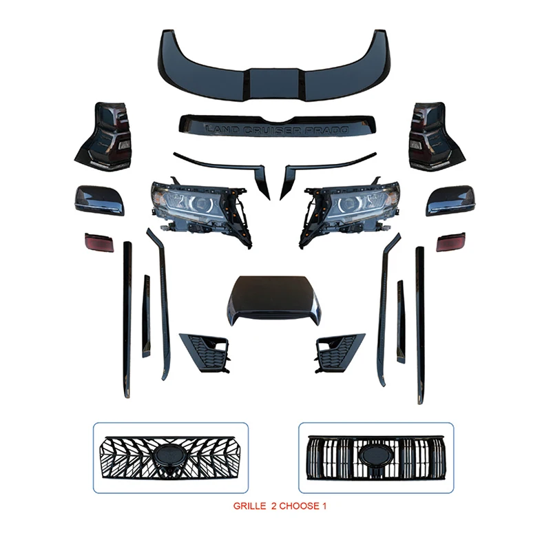 Factory Price Lexus Style Car Parts Front Rear Bumper Grille For Prado 22 Body Kit Upgrade To Prado Black Facelift Style
