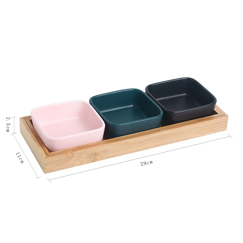 
2020 Happy New Year Nordic Creative Snack Tray Dry Fruit Decoration Tray Ceramic Bowl Set With Compartments 