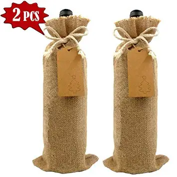 Eco Friendly High Quality Drawstring Burlap Plain Jute Wine Bottle Pouch Bags With Custom Design Size and Color