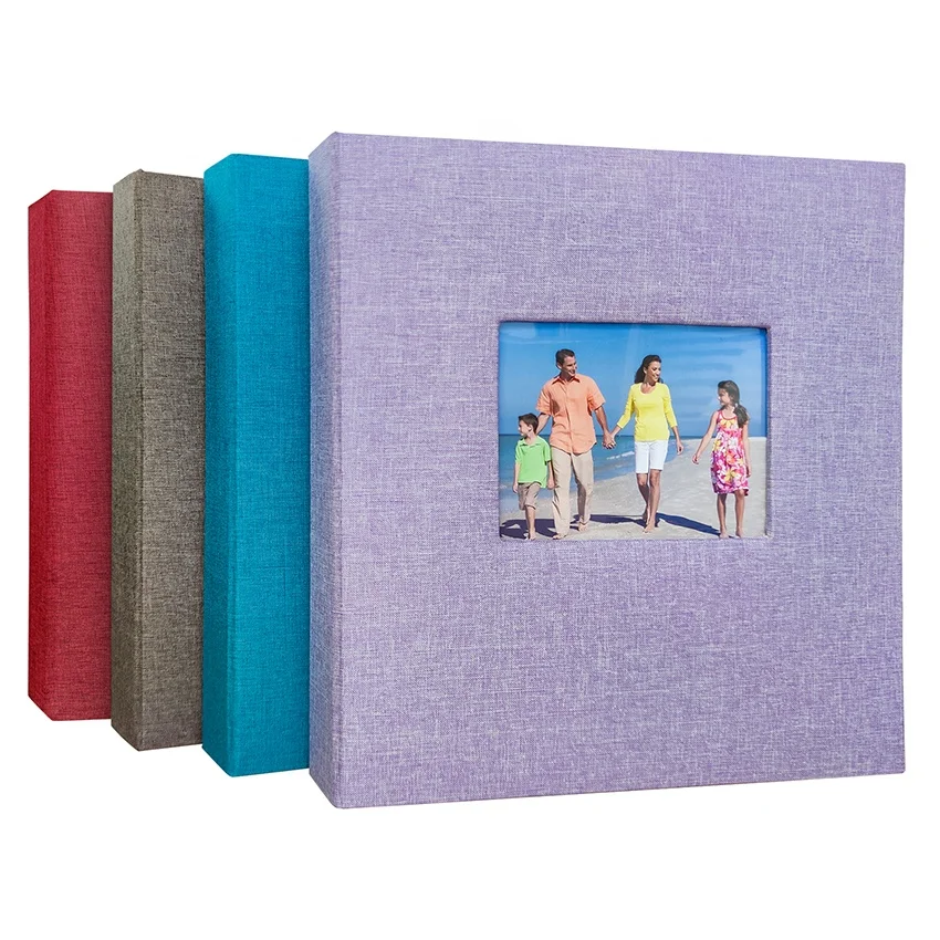 Linen cloth cover screw post bound photo album 4r 4*6 holding 600 photos 4x6 pp slip in baby photo book