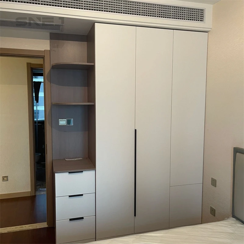 SNEJ Modern High Gloss Wardrobe Bedroom 2 Door Slaiding Door Standard Wardrobes Custom Systems Design Wood Bedroom Cupboards