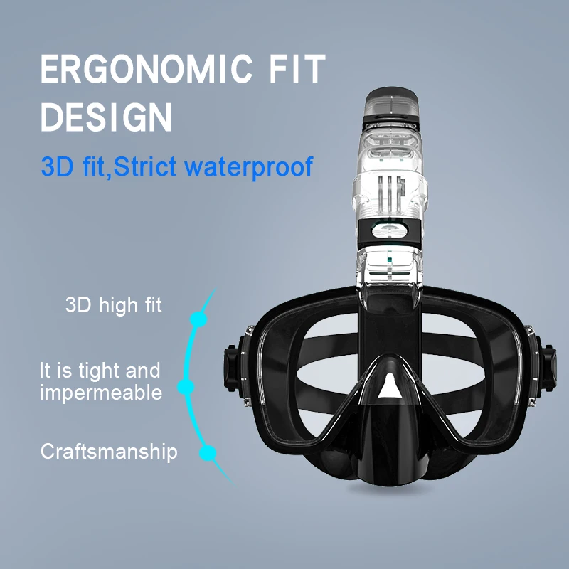 SKTIC Swim Front Swimming Universal Mascara Snorkeling Equipment Diving Mask Set Silicone Anti Fog Full Face Snorkel Mask