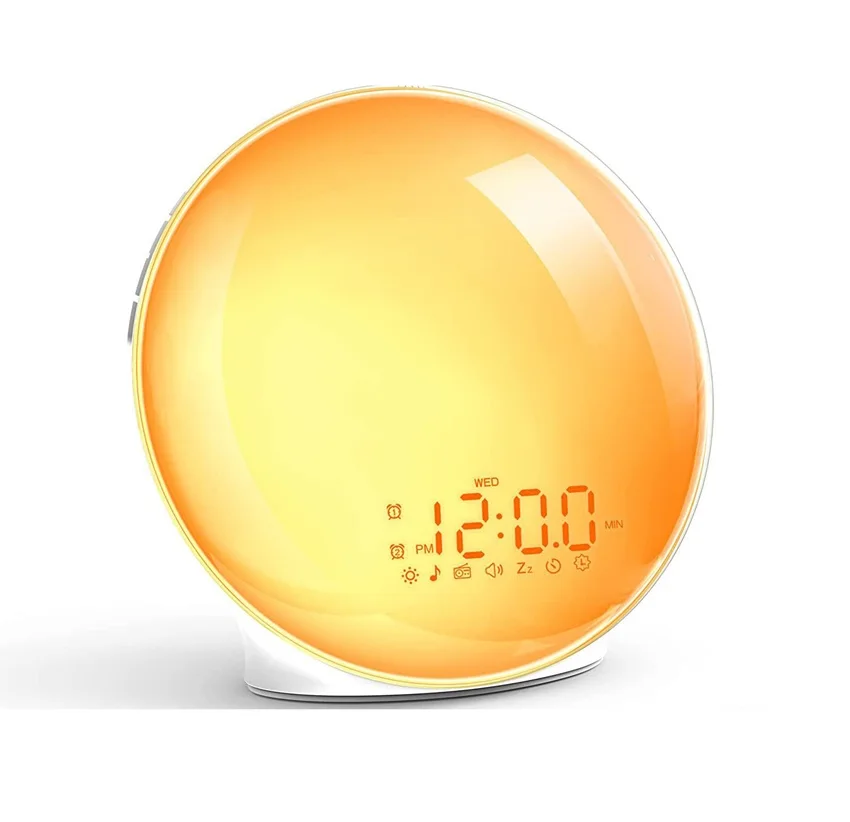 Smart Wake Up Light Sunrise Alarm Clock For Kids Adults Bedroom With Sunrise Simulation ARGB 8 Nature Sound Table Digital Clock
