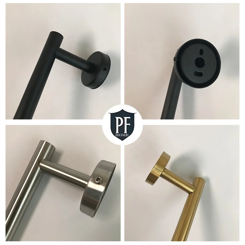 Bathroom Hardware Accessories Set 4 Piece Stainless Steel Wall Mount Black Gold Silver Towel Rail Ring Toilet Paper Holder Hook