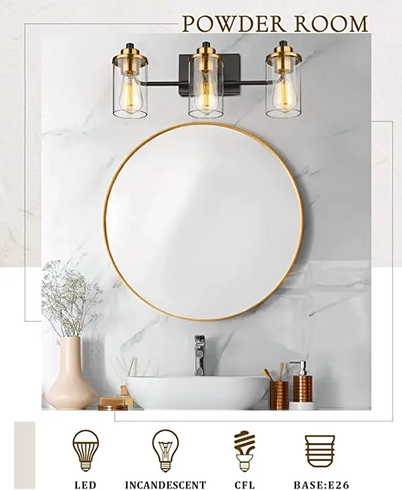 Factory Directly Wholesale Hotel Bathroom European Style Glass Vanity Light Wall Mounted Lights Interior