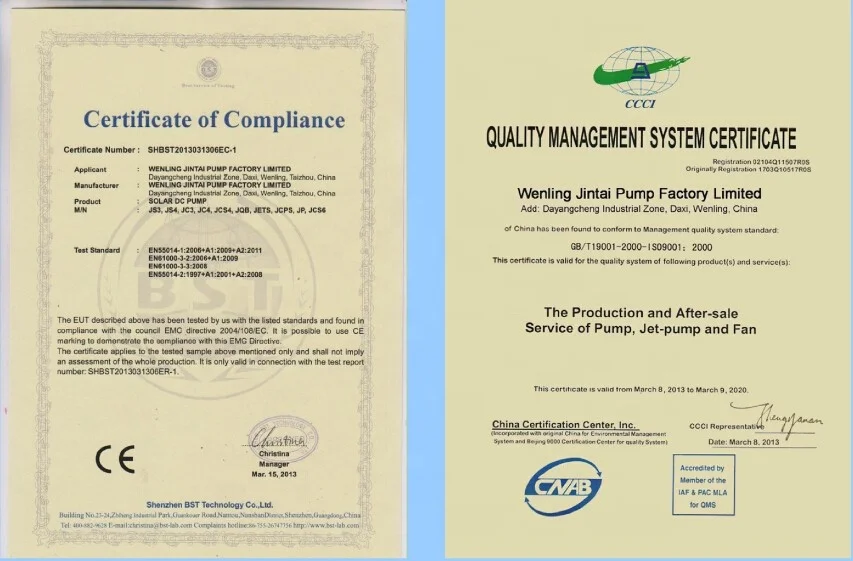 Hot selling 3 years warranty JINTAI 24 volt 1.5 max flow 5 hp 3 hp drive solar water pump