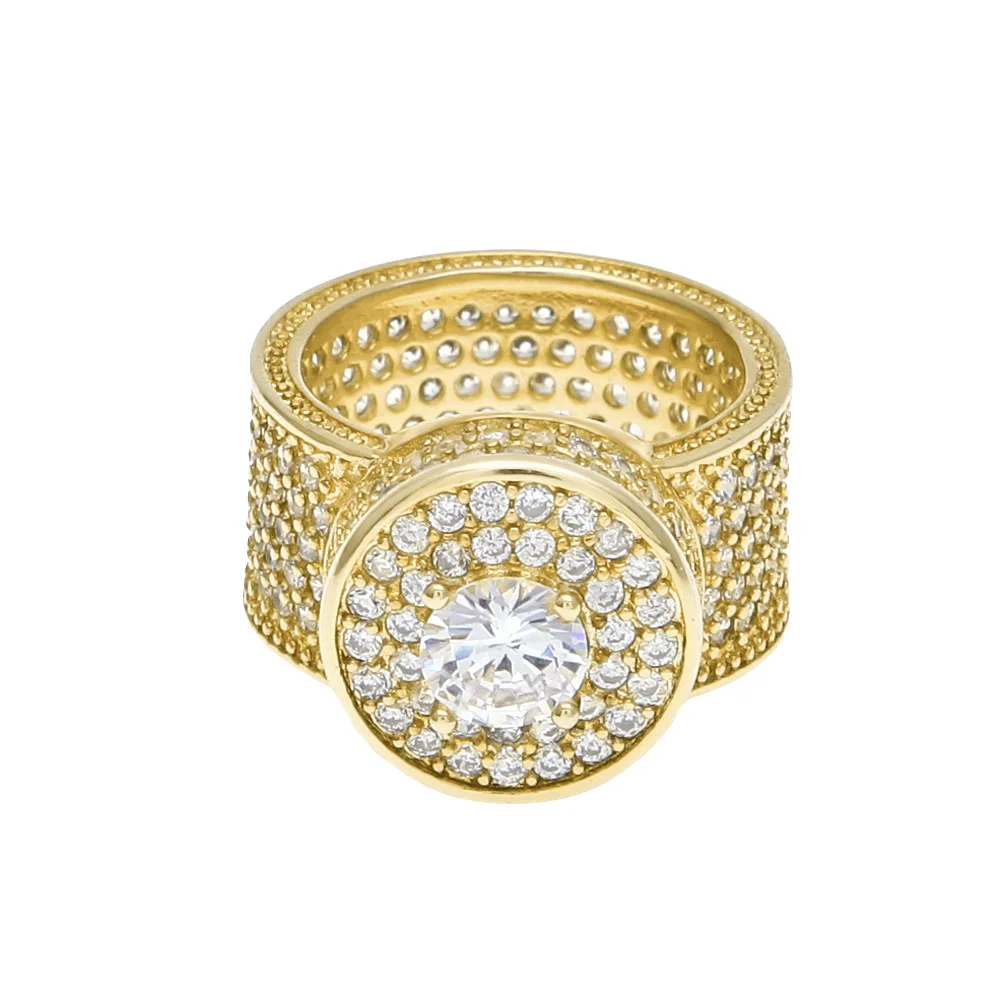 Mens Big Diamond Finger Rings Hip Hop Iced Out Large Size Gold Silver Plated Rings Full Diamond Punk Style Finger Rings