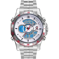 JeiSo Quartz Multifunctional Sports Alloy Watch Genuine Waterproof Dual Display Movement LCD White Steel Band