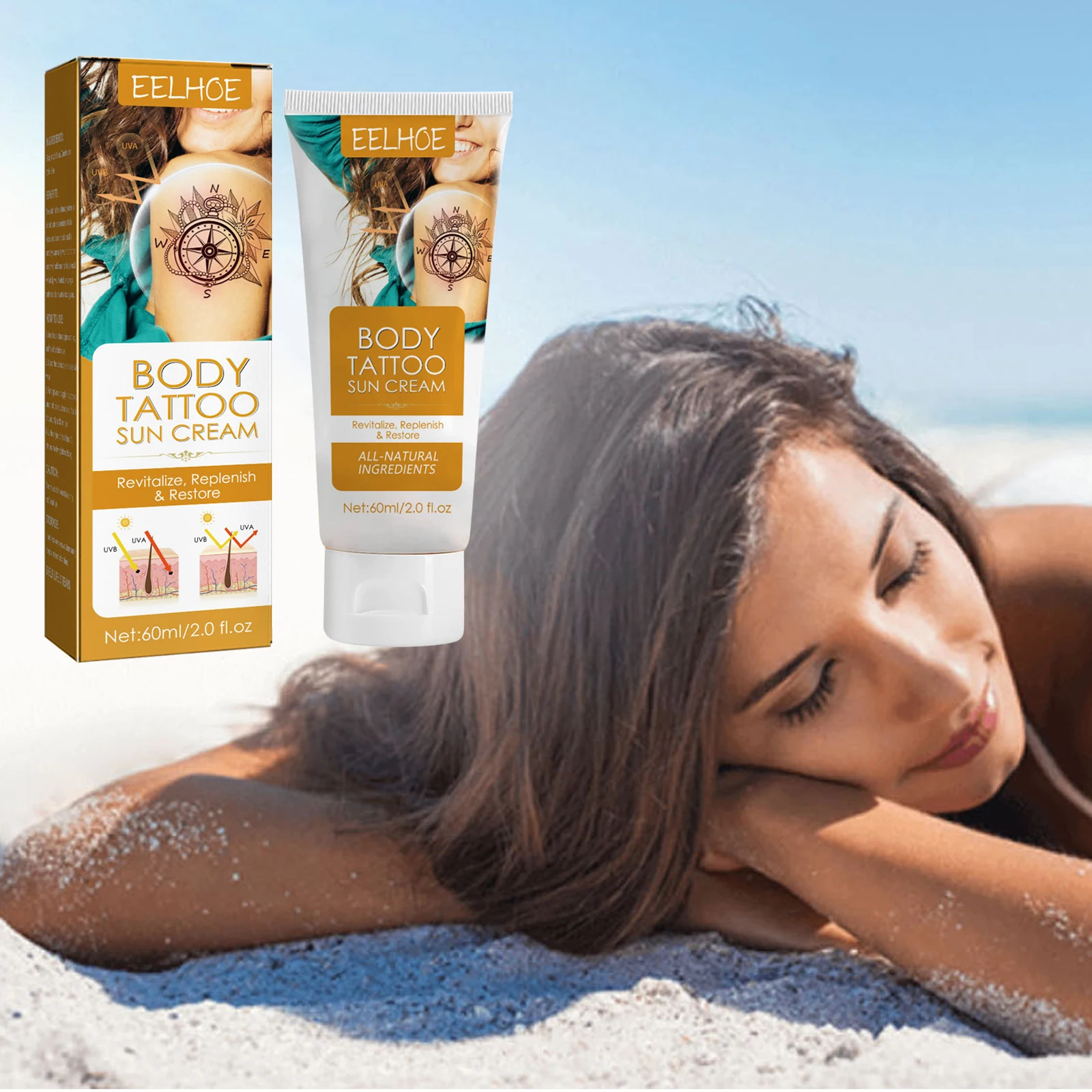 Eelhoe уличный изолирующий уход за кожей солнцезащитный крем Spf 50 + частная марка лосьон для татуажа