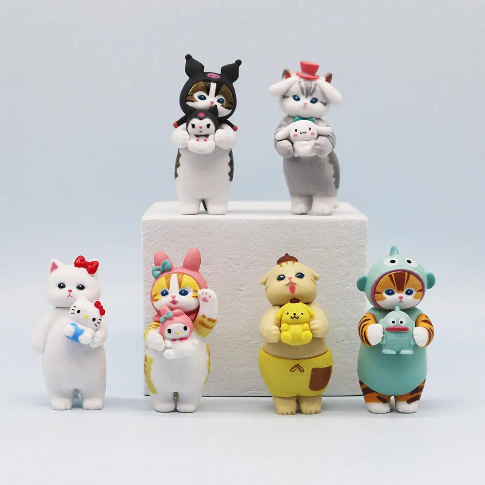 Wholesale Japan Anime 6pcs set Sanrioo Melody Animal Figure Pvc Model Figure Cartoon Kuromi Mystery For Children Toys