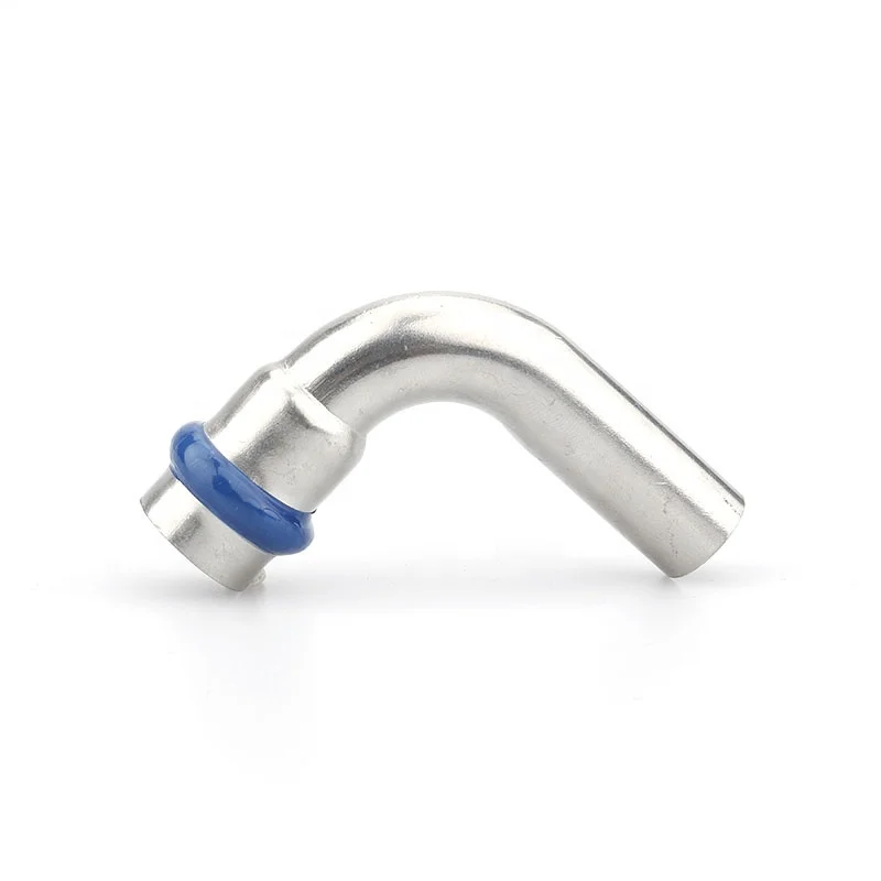 China Factory DVGW W534 1.4301 Stainless Steel V profile 90 Degree Bend Pipe Press Fitting