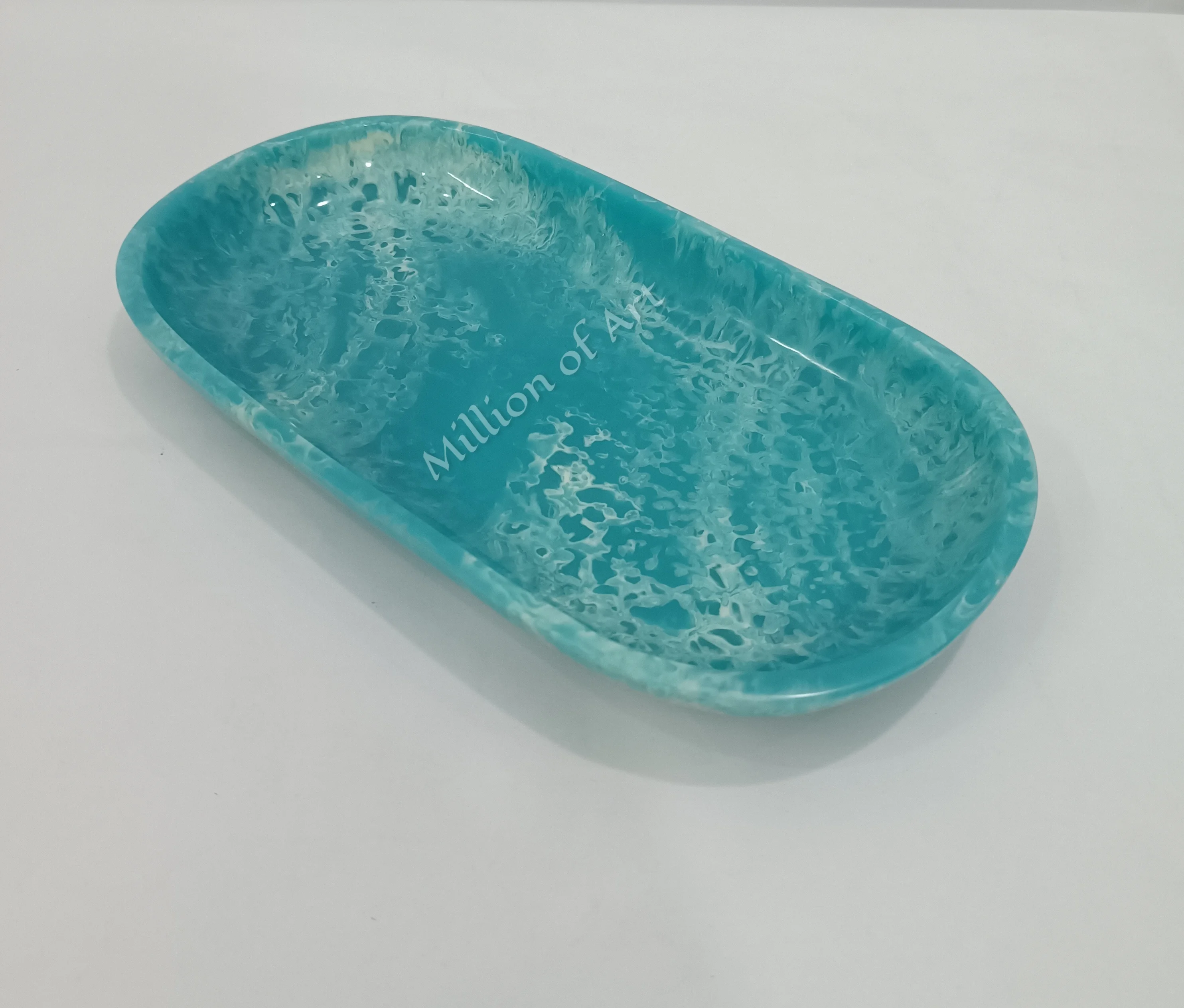 Wholesale Resin Blue Chill Color Serving Trays Coffee Burger Fruit Serving Food Tray With Best Quality And Design