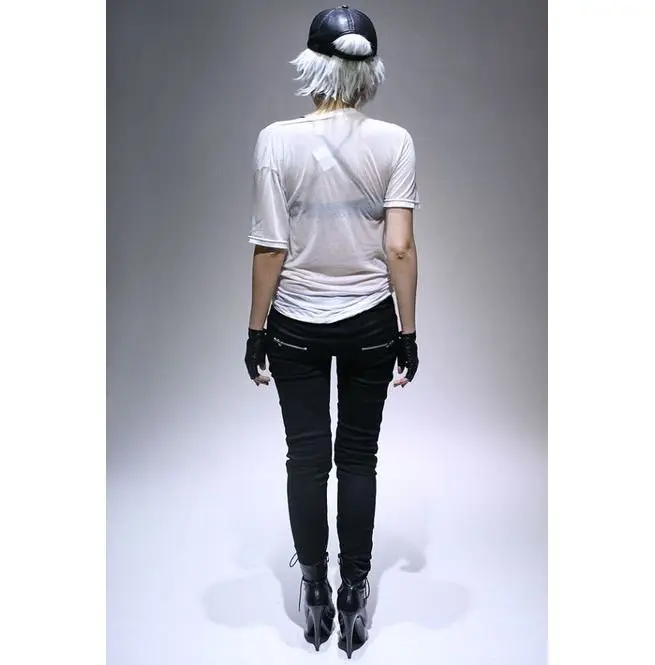 
whole sale rate customized Punk Rocker Biker Armor Insert Cigarette Skinny Ankle Stretch Denim in high quality 