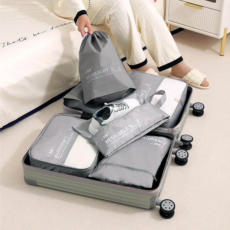 compression packing cubes Luggage Bag travel organizer bag set polyester for Man Fashion Custom