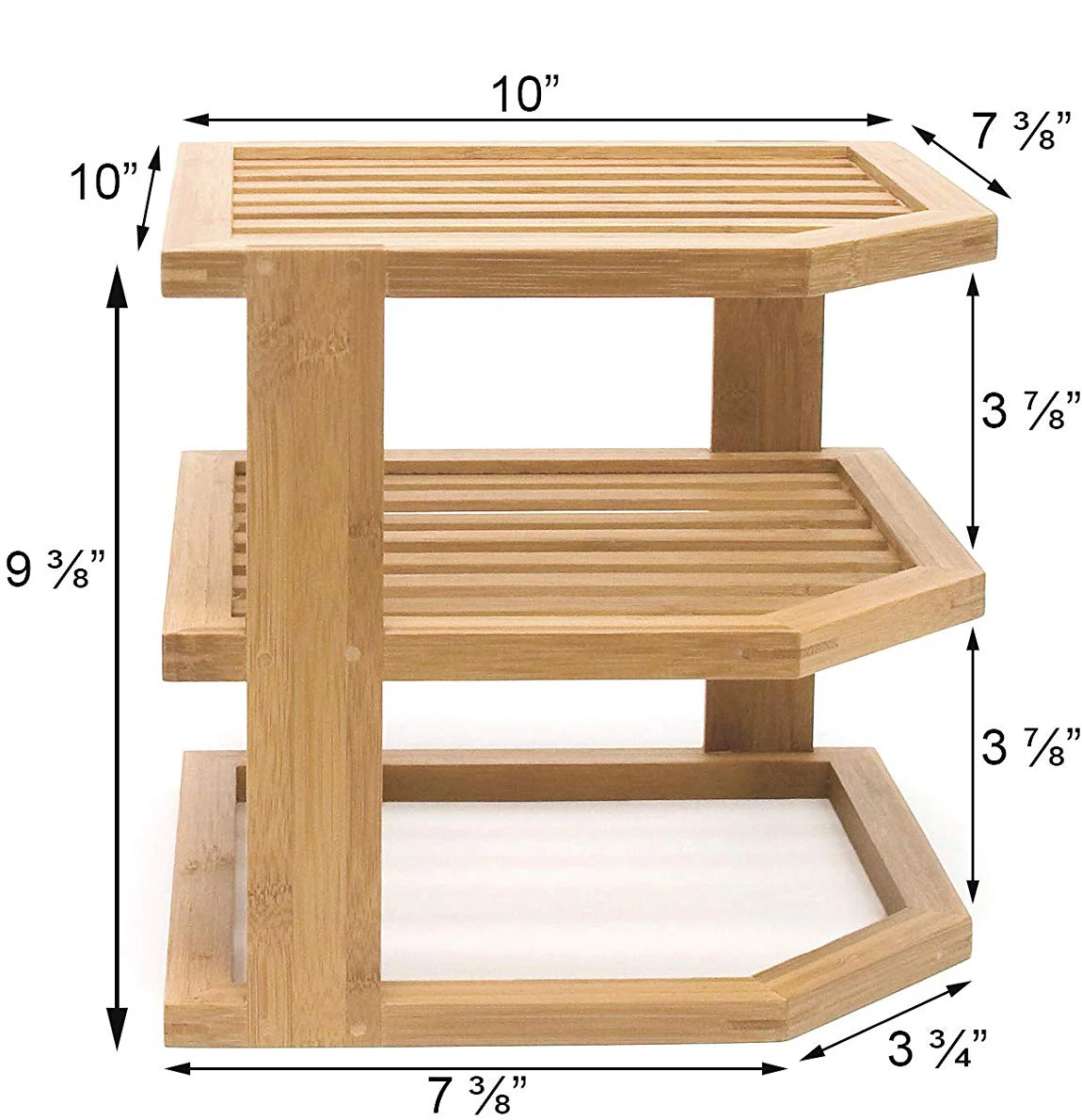Bamboo 3-Tier Corner Storage Shelf wooded plate dishes storage organizer corner rack for Kitchen