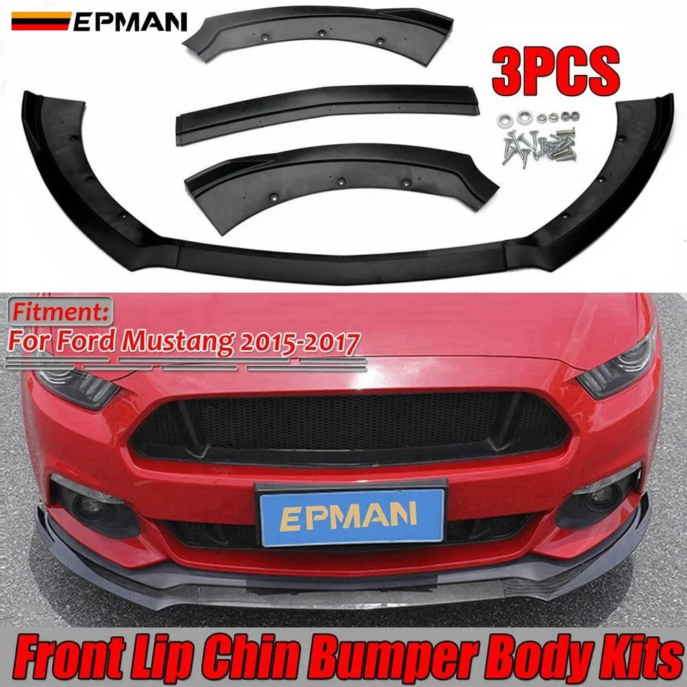 EPMA Car Front Bumper Splitter Lip Diffuser Spoiler Body Kits for Ford Mustang 2015 2016 2017 EPCY971BK