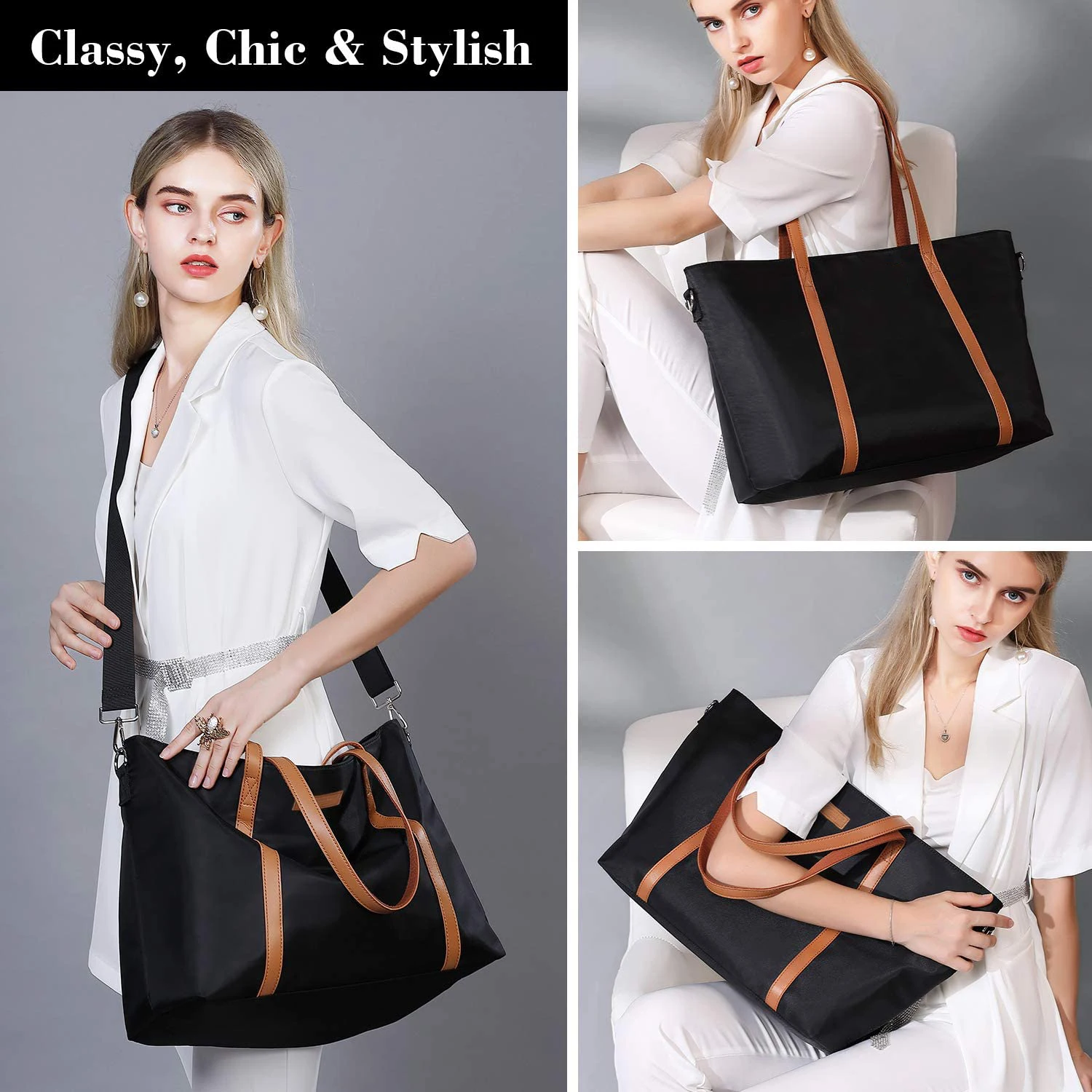 Waterproof Working Teacher Handbag Leather Women Laptop Bag