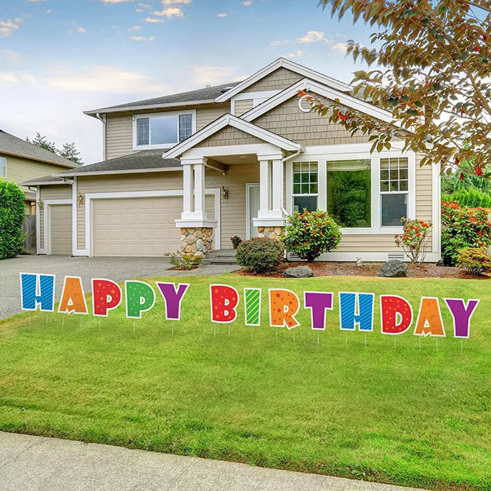 Outdoor Lawn Decorations Colorful Birthday Party Yard Signs Letters Yard Signs With H Stake