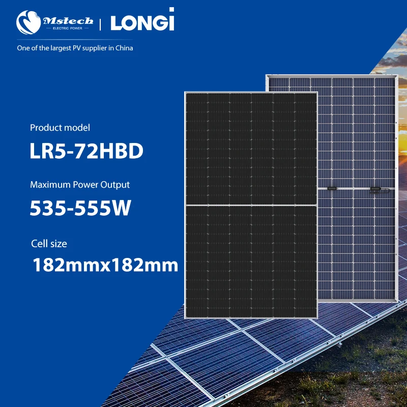 Longi Solar 540W Lr5-72Hbd 144 Cells Double Glass Bifacial Solar Panel 535W 540W 545W 550W 555W Solar Panel