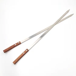 Щипцы для барбекю из нержавеющей стали Skewers58.5 * 1,2 см с металлическими заклепками; Туфли-лодочки шампуры Многоразовые барбекю палочки (58,5 см (2 шт.)