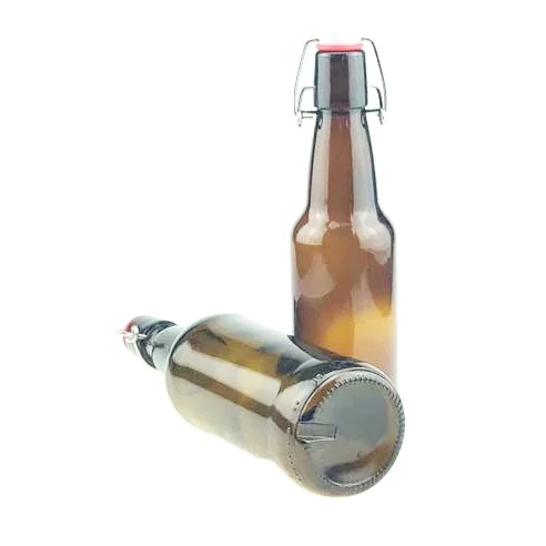 wholesale amber glass bottle 500ml 300ml brown glass jar with lid for beverage water liquid