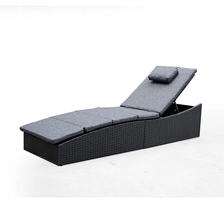 
Outdoor rattan chair lounge hotel recliner chair with storage function 