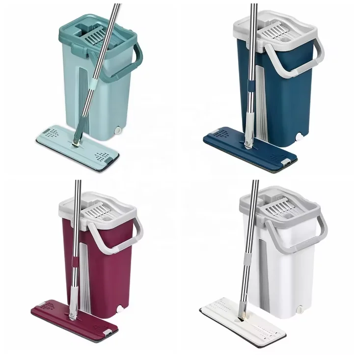 Automatic Spin Microfiber Mop Bucket Smart Home Floor Cleaning Wringing Mop Flat Squeeze Hand-Free Wrapping Magic Microfiber