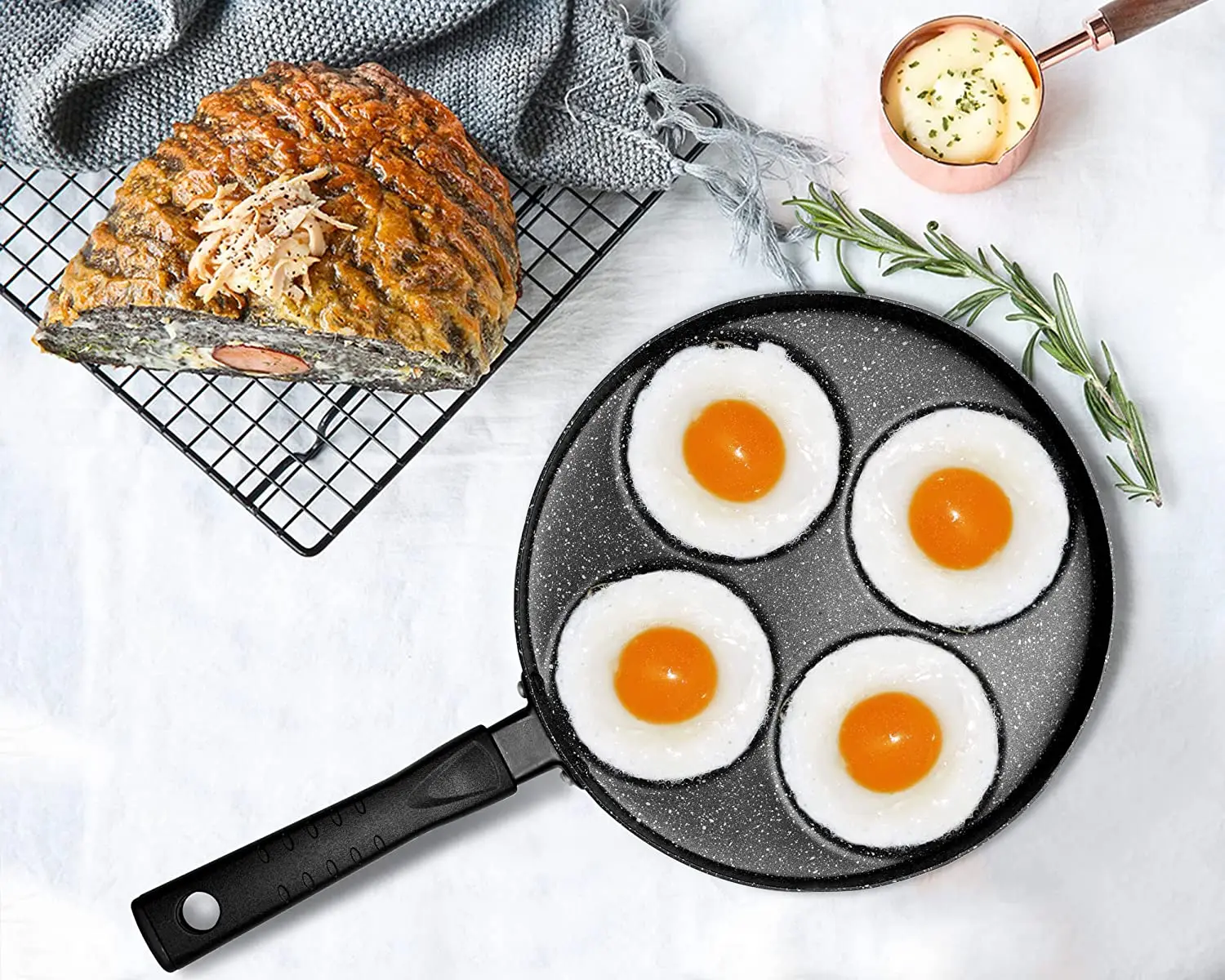 New Arrival Medical Stone Four-hole Omelette Pan Non-stick Egg Pastry Cookware Pot Mini Omelette Breakfast Frying Pan