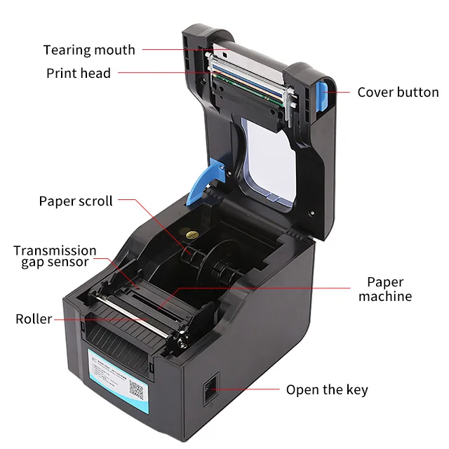 Thermal Label Printer 20-80MM High Quality XP-370B  Direct Thermal MAX Print Sticker Width 80mm Barcode  Printer