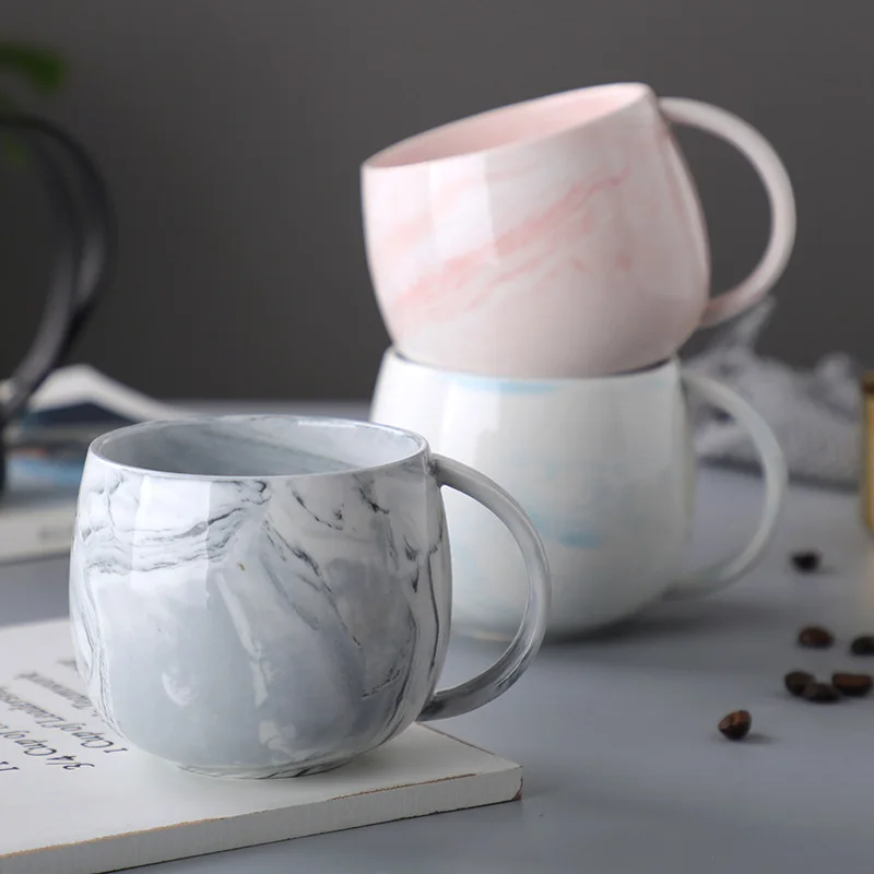 Fashion Pink Marble Mugs Cups Wholesale Custom Mothers Day Gift INS Style Nordic Coffee Cup Water Mug Marble for Office Home