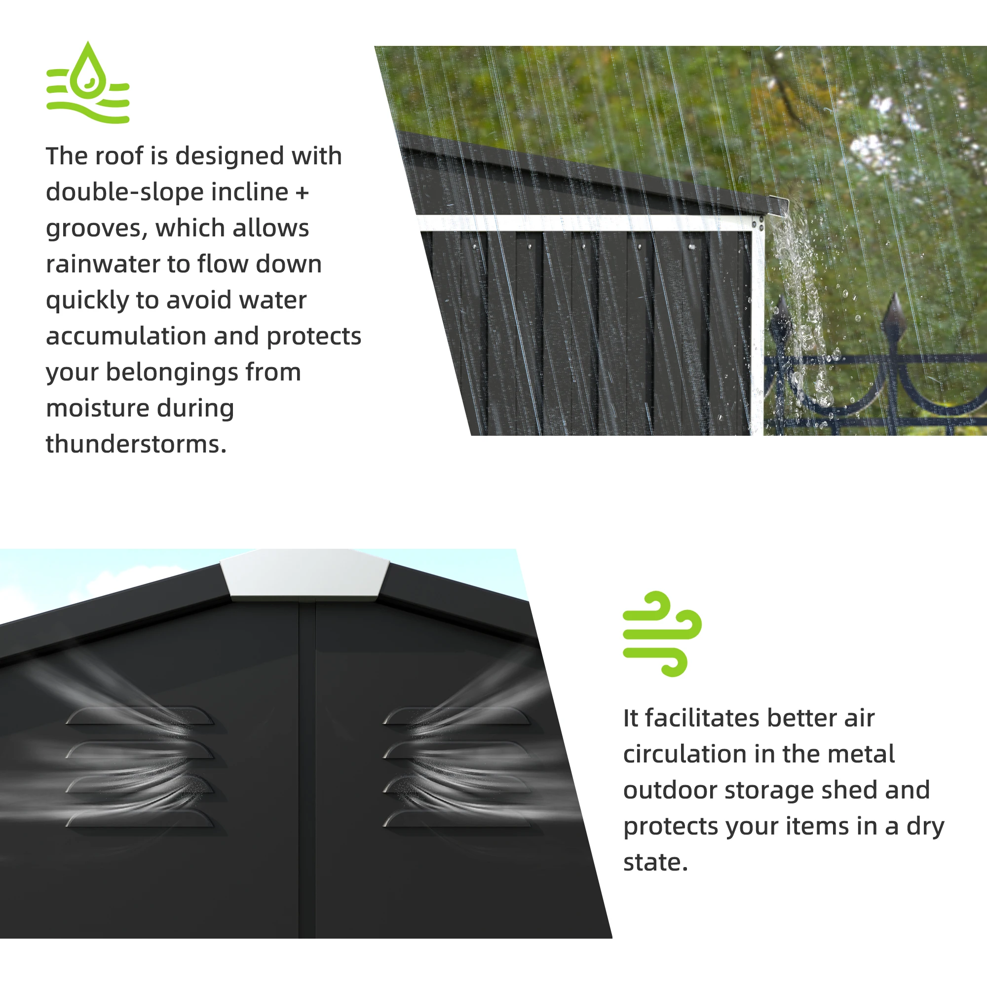 Stylish and Practical Double-Slope Garden Storage Shed With Swing Doors Tool Sheds Bicycle Sheds