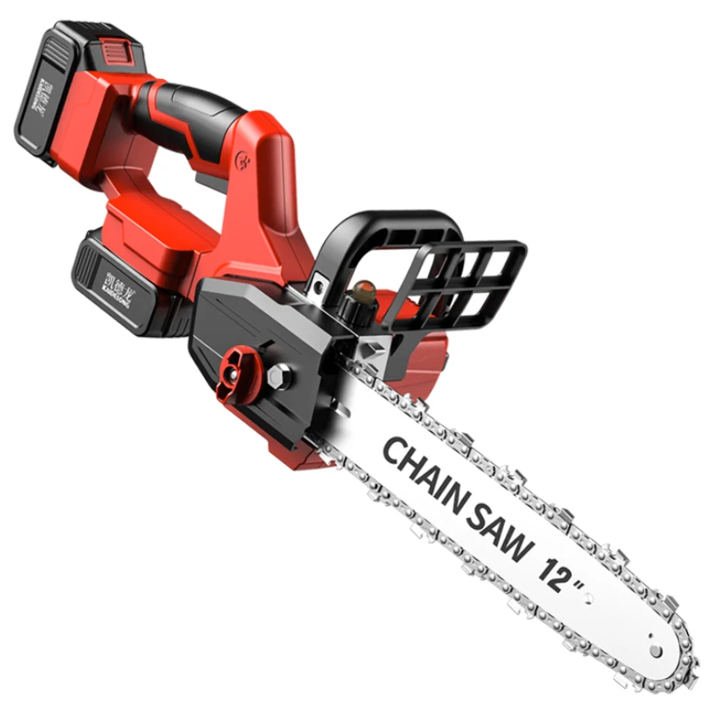 Portable 12-Inch Dual Battery 21V Wireless Lithium DIY Electric Chain Saw Outdoor Forest Logging Woodwork Rechargeable Handheld