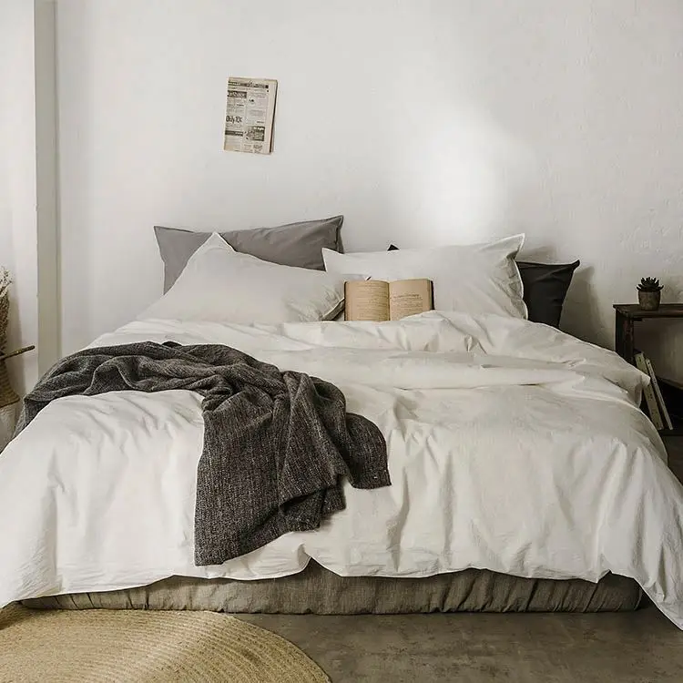 Hotel Bedding Set Turkish cotton satin wholesale Luxury Hotel Textile white 4 pcs duvet cover bed sheet pillow case